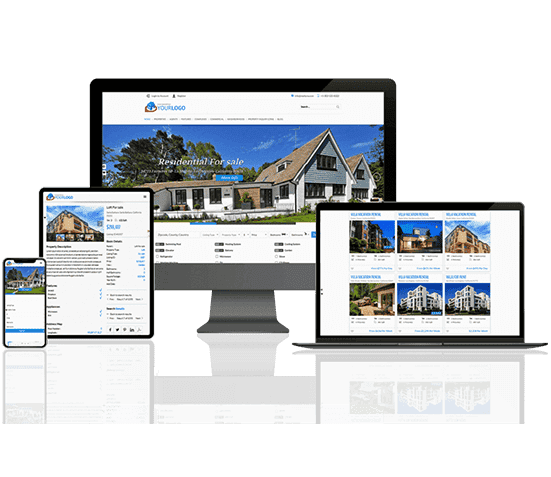 Responsive real estate website design layout for desktop and tablet